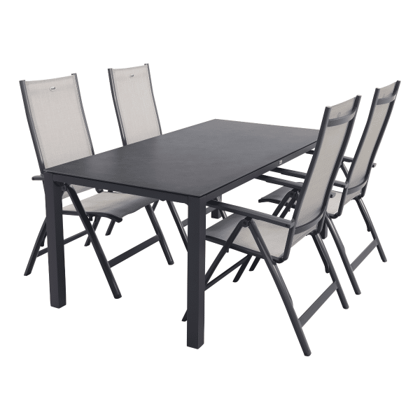 Hartman Monza alu/Chaneo verstelbare tuinset - 180x90 cm. - 5-delig