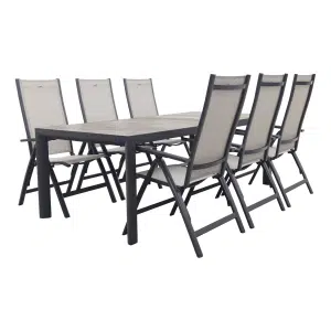 Hartman Monza/Kings verstelbare tuinset antraciet - 220x100 cm. - 7-delig