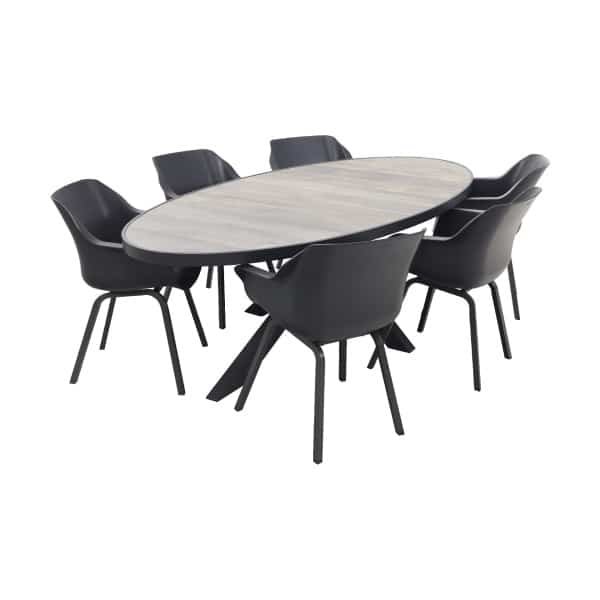 Hartman Sophie Element/Silva houtlook 240x115 cm. ovale tuinset - 7-delig