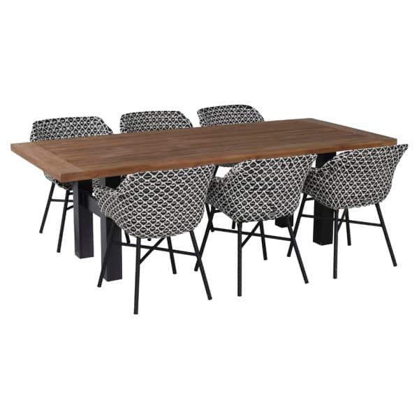 Hartman tuinset - Yasmani tuintafel 240 cm. + Delphine tuinstoel white-black