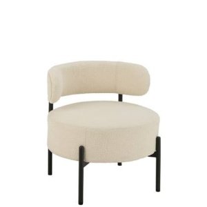 J-Line Loungestoel Boucle Multiplex|Polyester Wit|Zwart