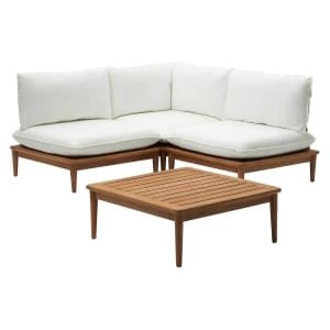 Kave Home Kave Home Loungeset Portitxol, Set van 1 hoekfauteuil, 2 modulaire fauteuils en salontafel