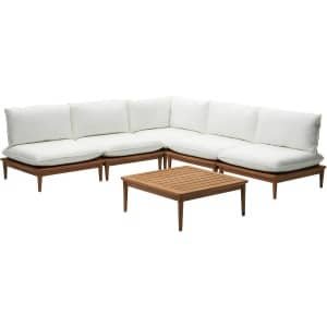 Kave Home Kave Home Loungeset Portitxol, Set van 1 hoekfauteuil, 4 modulaire fauteuils en salontafel
