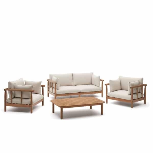 Kave Home Kave Home Loungeset Sacova, 2 zits 2 fauteuils met salontafel