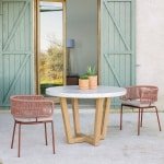 Kave Home Ronde Tuintafel 'Shanelle' houten onderstel, Ø120cm, kleur Wit