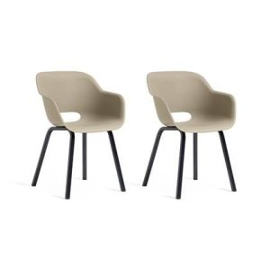 Keter Noa Tuinstoel - 2 stuks - 55x56,5x80cm - metalen frame - Taupe