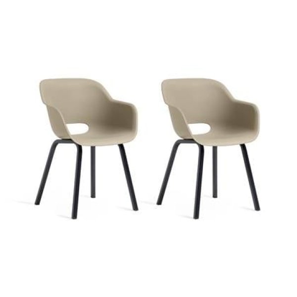 Keter Noa Tuinstoel - 2 stuks - 55x56,5x80cm - metalen frame - Taupe