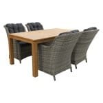 King - Paloma Grijs / Rome teak 170 cm. - Natural Brown - tuinset