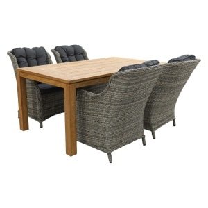 King - Paloma Grijs / Rome teak 170 cm. - Natural Brown - tuinset