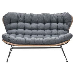 Libelle 2-zits bank natural rotan/mystic grey - Garden impressions