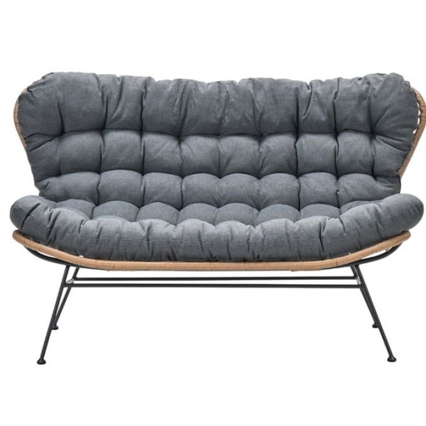 Libelle 2-zits bank natural rotan/mystic grey - Garden impressions
