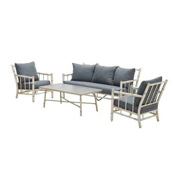 Lombok loungeset 4-dlg alu bamboo/ mystic grey - Garden impressions