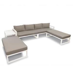 Loungeset - Alles-in-één - Wit + Grijs