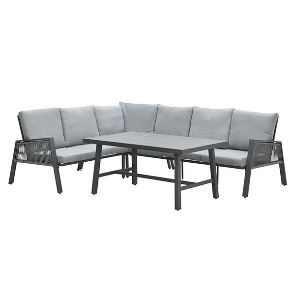 Loungeset Garden Impressions Andrea- hoekbank en tafel - grijs