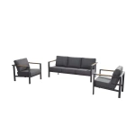 Loungeset Ginger Antraciet Bruin RVS Teak Bank Stoel Kussens Tuin Buiten 4SO
