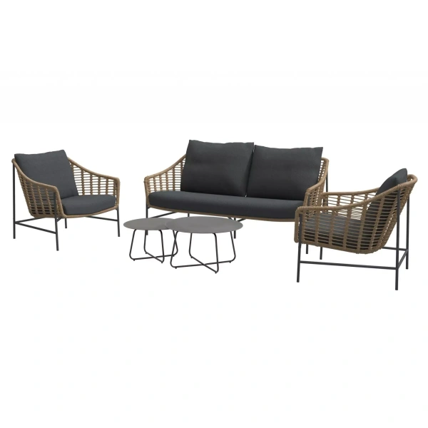 Loungeset Timor 2,5zits bank en 2 loungestoelen 4 Seasons Outdoor