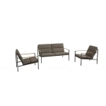 Loungeset Trentino Antraciet Naturel RVS Teak Bank Stoel Buiten 4SO