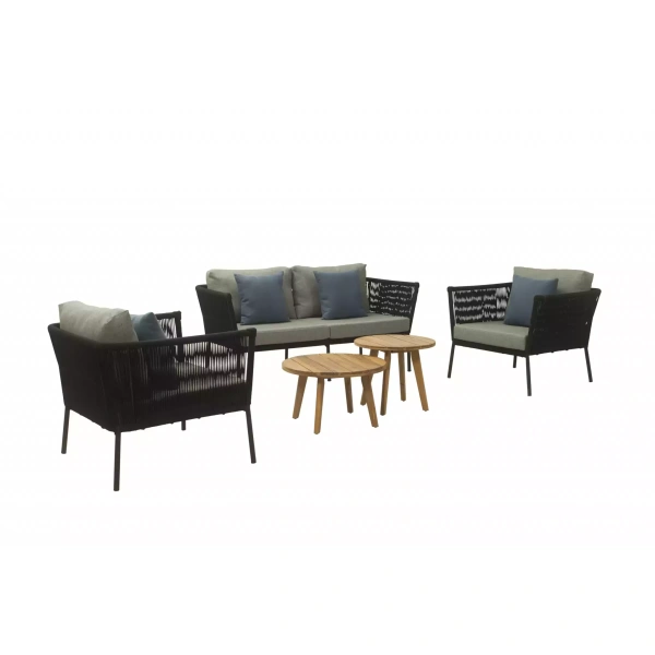Loungeset Vita Reyna 2-zits bank - Zwart