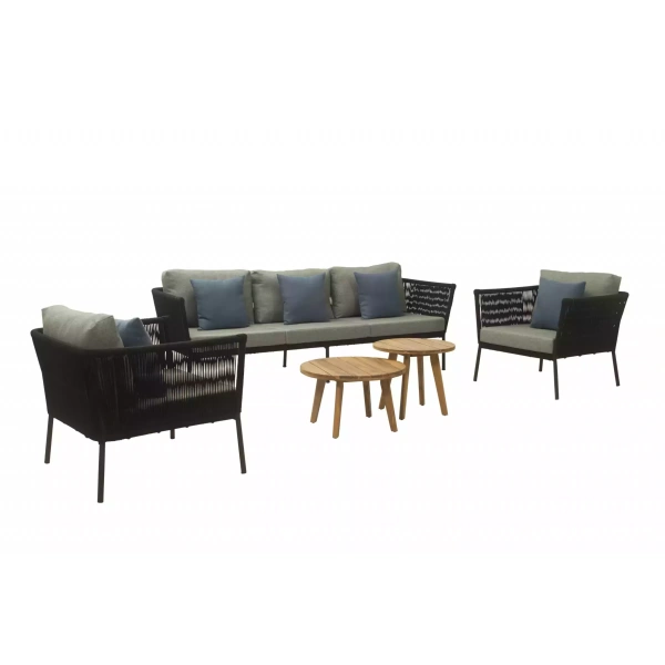 Loungeset Vita Reyna 3-zits bank - Zwart