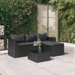 Loungeset poly rattan zwart