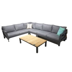 Midori loungeset dark grey 340x260 cm inclusief mixed grey kussens - Yoi