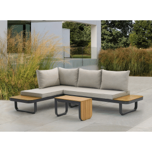 Multifunctionele aluminium loungeset Samos - acacia blad en taupe kussens