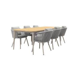 Ohio/Alaska tuinset - teak/aluminium - mokka -240x100 cm.