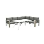 Plato L/D hoekset 5-dlg VW vint. teak/mat wit/moss gr - Garden impressions