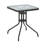 Ronde glazen buitentafel 60 x 60 cm - glazen blad - zwart