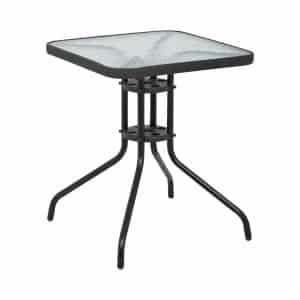 Ronde glazen buitentafel 60 x 60 cm - glazen blad - zwart