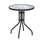 Ronde glazen buitentafel - Ø 60 cm - glazen blad - zwart