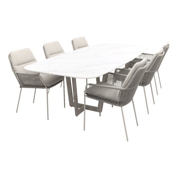 SUNS Palermo/Punta Deens Ovale tuinset - Neolith® - 280 x 116 cm. - 7-delig