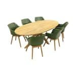 Sophie Studio Moss Green teak/Prado Ellips 240x115 cm - Ovale tuinset