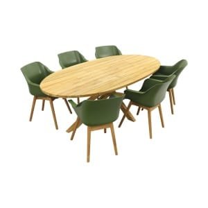 Sophie Studio Moss Green teak/Prado Ellips 240x115 cm - Ovale tuinset