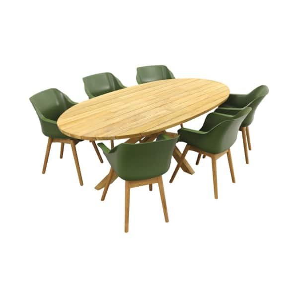 Sophie Studio Moss Green teak/Prado Ellips 240x115 cm - Ovale tuinset