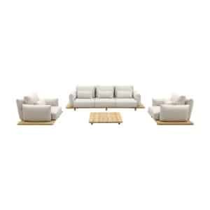 Suns Bora loungeset - Gravel natural teak - 4-delig