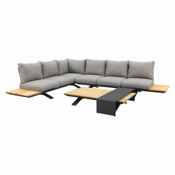 Suns Stockholm loungeset - Antraciet/teak - Light anthracite