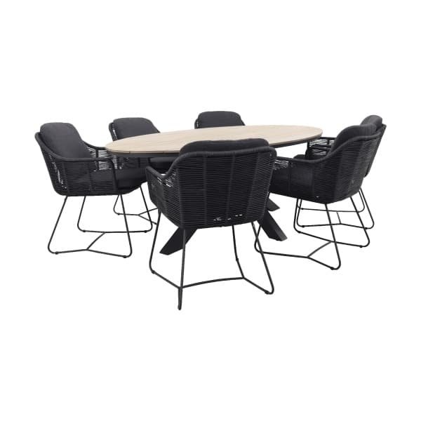 Taste Belmond antraciet/GI Edison 220x115 cm. - ovale tuinset