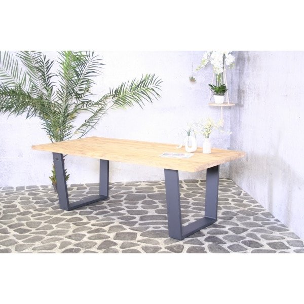 Teak tafel Winston 220x100 cm met aluminium antraciet poten