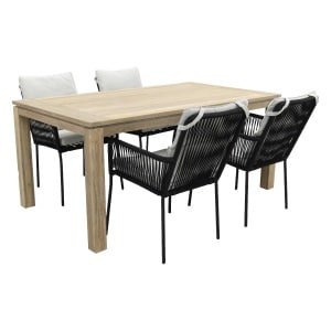 Teresa - Black/Rome Grey 170 cm. stapelbare tuinset - 5-delig
