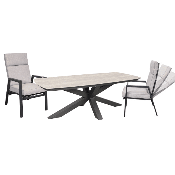 Tuinset Ambiance - tafel en 6 verstelbare stoelen incl. taupe kussens