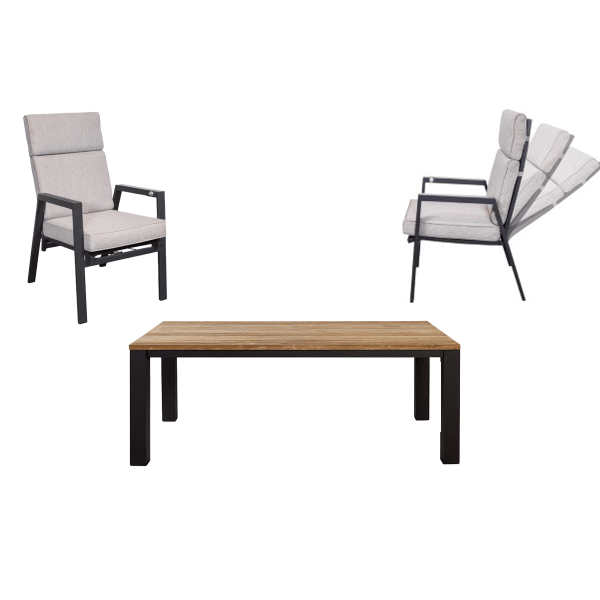 Tuinset Aurum - Tafel met 6 verstelbare stoelen