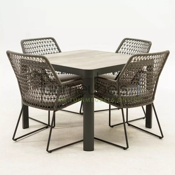 Tuinset Babilonia met Castilla negro 100x100cm tafel