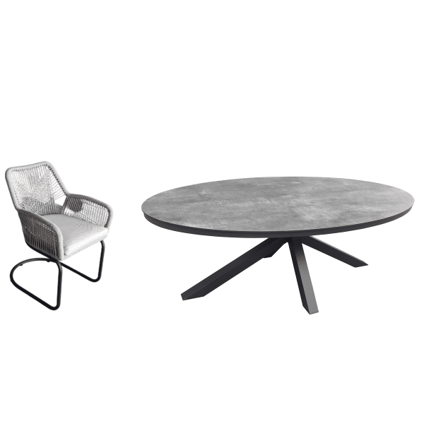 Tuinset Breeze - ovale tafel en 6 swingstoelen