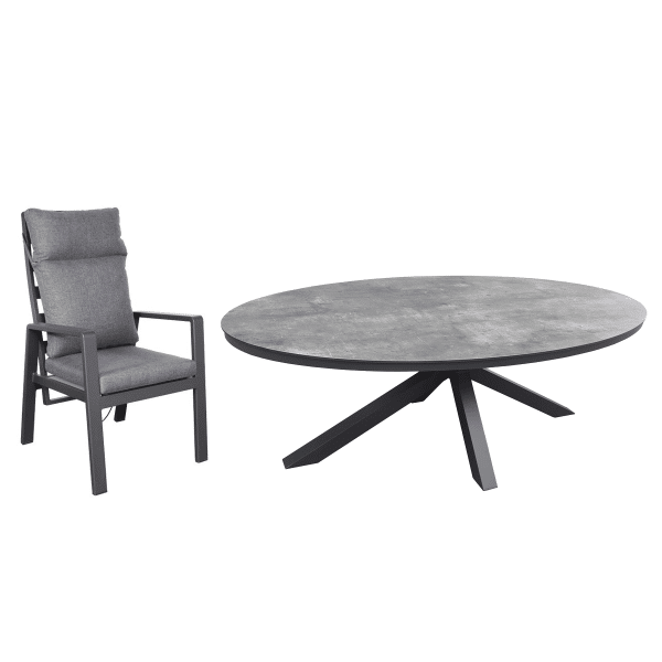 Tuinset Harmonia - Ovale tafel met 6 verstelbare stoelen