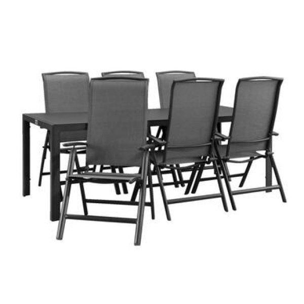 Tuinset Savoie Cannes - antraciet - 7-delig - 215 cm - Leen Bakker