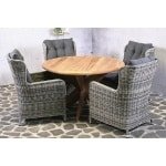 Tuinset Tejeda - 4 wicker stoelen met teakhouten tafel - Showmodel Woerden en Wommelgem