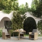 Tuintafel 109x107x74 cm poly rattan en glas beige