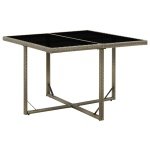 Tuintafel 109x107x74 cm poly rattan en glas grijs