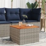 Tuintafel 55x55x37 cm poly rattan en acaciahout grijs